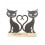 Figurine Chat : Duo Chats en Métal sur Socle, L 26 cm.