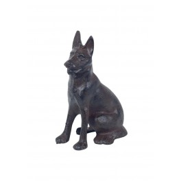 Figurine Intérieur/Extérieur : Chien Berger en Fonte, H 15 cm