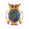 Chouette murale Métal : Orange Mandala, Collection Victoria, H 19 cm