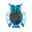 Chouette murale Métal : Bleu Mandala, Collection Victoria, H 25 cm