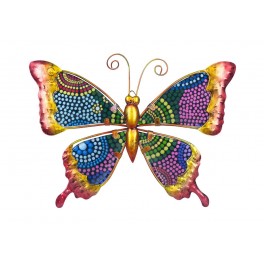 Papillon Mural en Fer : Orange Mandala, Collection Victoria, L 32 cm