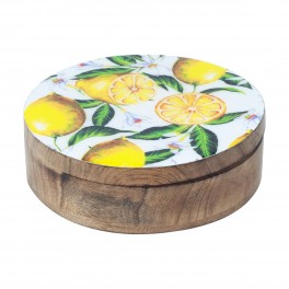 Boite Ronde Provence : Thème Citron. D 20 cm