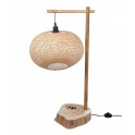 Grande Lampe en Bois de Bambou : Socle en Tronc D'arbre, H 93 cm