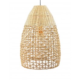 Lampe en Bois de Bambou : Plafonnier, H 50 cm
