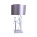 Lampe en Polyrésine Blanche & Mauve: Modèle Famille Nue. H 55 cm