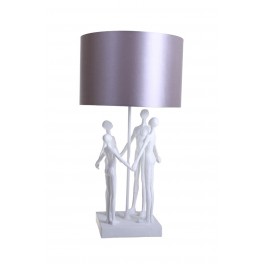 Lampe en Polyrésine Blanche & Mauve: Modèle Famille Nue. H 55 cm