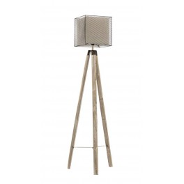 Lampadaire Bois & Métal : Modèle Carré. H 160 cm