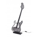 Lampe en Métal Noir : Modèle Guitare, Lumière LED. H 110 cm