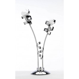 Lampe Grise en Métal : Modèle Double Rubans. H 65 cm