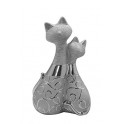 Statuette céramique design : Duo Chats Stella, H 25 cm