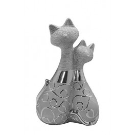 Statuette céramique design : Duo Chats Stella, H 25 cm