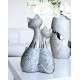 Statuette céramique design : Duo Chats Stella, H 25 cm