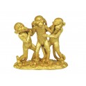 Figurine Résine 3 Singes de la Sagesse, Gold Design, L 15 cm