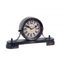 Horloge à Poser en métal, Mod Rétro Industrielle Noire, L 28 cm
