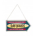 Plaque métal : Modèle Surf Boards Jaune & Bleu. L 40 cm