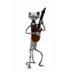 Statuette fer Musique : Le chat Guitariste, H 29 cm