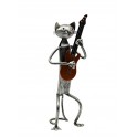 Statuette fer Musique : Le chat Guitariste, Gris, H 29 cm