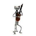 Statuette fer Musique : Le chat Guitariste, H 29 cm