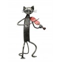 Statuette fer Musique : Le chat Violoniste, Gris, H 28 cm