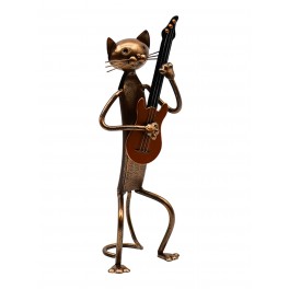 Statuette fer Musique : Le chat Trompettiste, H 31 cm