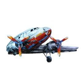 Déco Murale métal : Avion Biplan industriel, L 75 cm