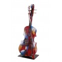 Sculpture Musique Fer : Le Violon Multicolore sur Socle, H 61 cm