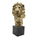 Statuette Tête de Lion sur socle, Gold Design, H 44 cm