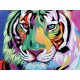 Tableau Animaux Design : Lion Multicolore Pop Art, H 60 cm