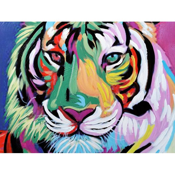  Tableau  Animaux Design  Lion Multicolore  Pop Art H 60 cm