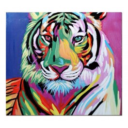 Tableau Animaux Design : Lion Multicolore Pop Art, H 60 cm