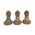 Set de 3 Bouddhas Assis sur Nénuphar, Collection Méditation, H 9 cm