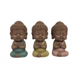 Set de 3 Bouddhas Assis, Collection Méditation, H 7 cm