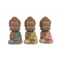 Set de 3 Moines de la Sagesse Assis 2, Collection Baby Zen, H 11 cm