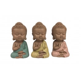 Set de 3 Moines de la Sagesse Assis 2, Collection Baby Zen, H 11 cm