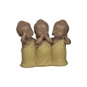 Set de 3 Bouddhas de la Sagesse, Jaune. Coll Méditation, H 13 cm