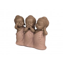 Set de 3 Moines de la Sagesse Assis 2, Collection Baby Zen, H 11 cm