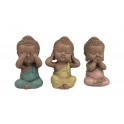 Set 3 Bouddha de la Sagesse. Collection Méditation, Hauteur 10 cm