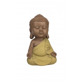 Bouddha Jaune en Réflexion. Coll Méditation, H 13 cm