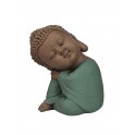 Bouddha Bleu Assis, Tête sur le Genoux. Coll Méditation, H 11 cm