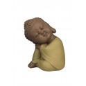 Bouddha Jaune Assis, Tête sur le Genoux. Coll Méditation, H 11 cm
