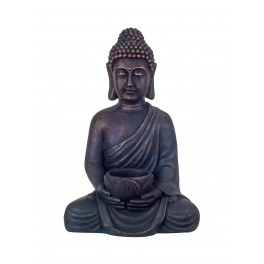Statue Bouddha XL en Magnésie : Modèle Aumône, H 46 cm