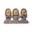 Set de 3 Mini-Moines de la Sagesse Assis 2, Collection Baby Zen, H 7,5 cm