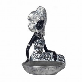 Statuette Africaine en pagne kita & Cruche 2, Collection Ethnik, H 42 cm