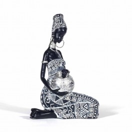 Statuette Africaine Noir & Blanc, Collection Kenya, h 20 cm