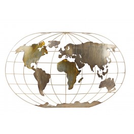Décoration Murale : Planisphère en variation dorée, L 120 cm