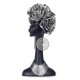 Statue ethnique : tête de femme africaine. Noir & Argent. H 28 cm