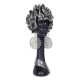 Statue ethnique : tête de femme africaine. Noir & Argent. H 28 cm