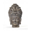 Statue tête de bouddha Marron en Résine. H 24 cm