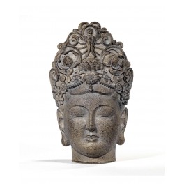 Statue tête de bouddha Marron en Résine. H 24 cm