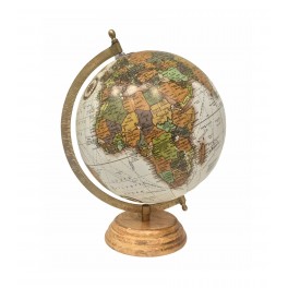 Globe terrestre, Doré & Crème. Collection Mundo, H 28 cm